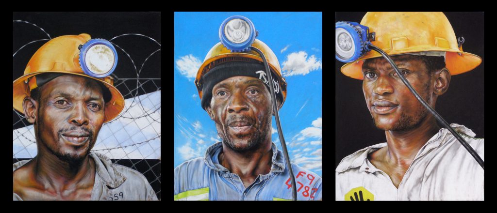 End of my Shift, End of my Shift, End of my Shift, 59cm x 127cm, pastel on board