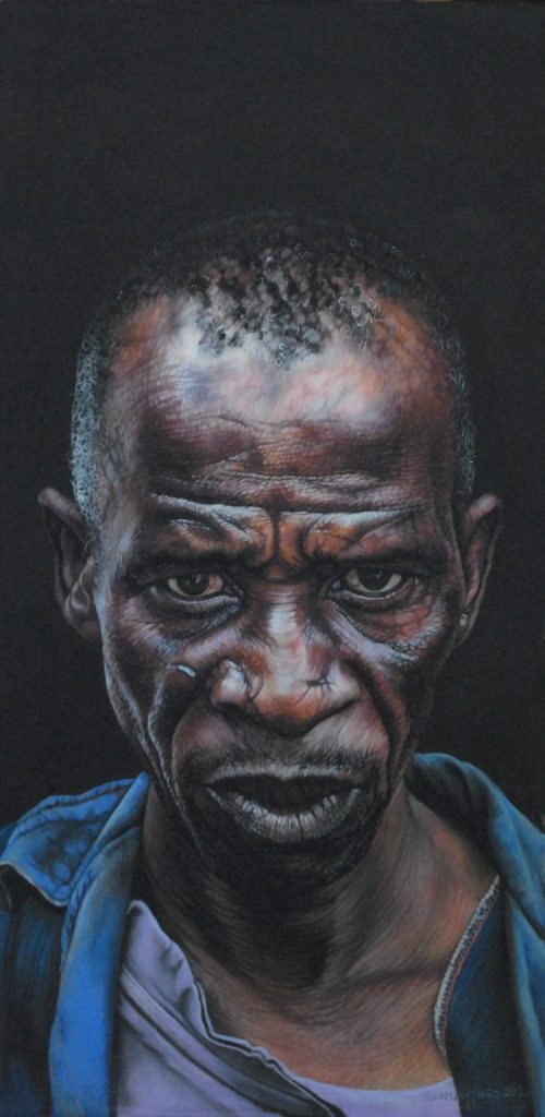 The Carpenter, 50cm x 25cm, pastel on board