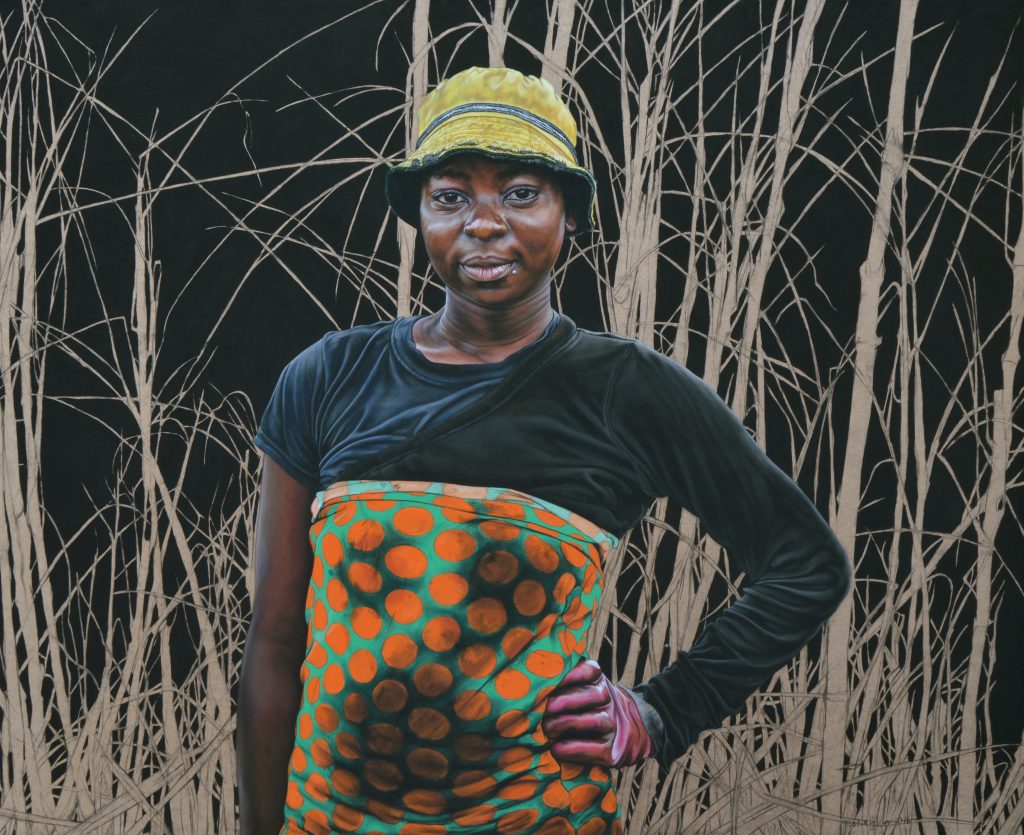 Lady Cutter II, 100cm x 122cm, pastel and charcoal on board