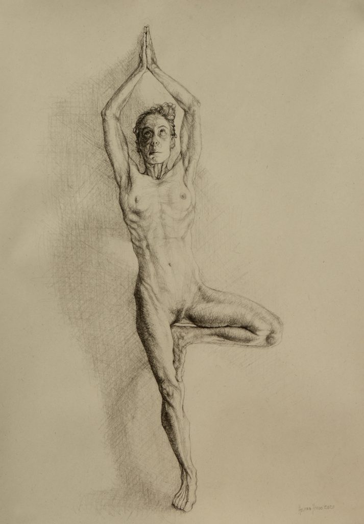 Pose as a Tree I, 42cm x 29.5cm, charcoal on paper