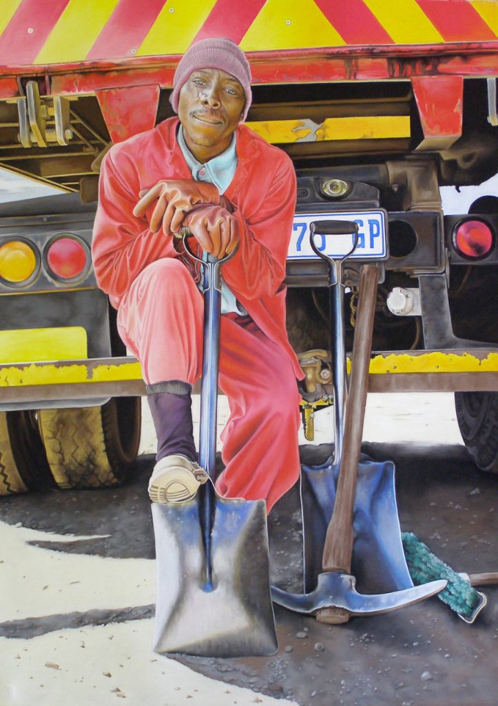 Roadmakerman, 122cm x 89cm, pastel on paper