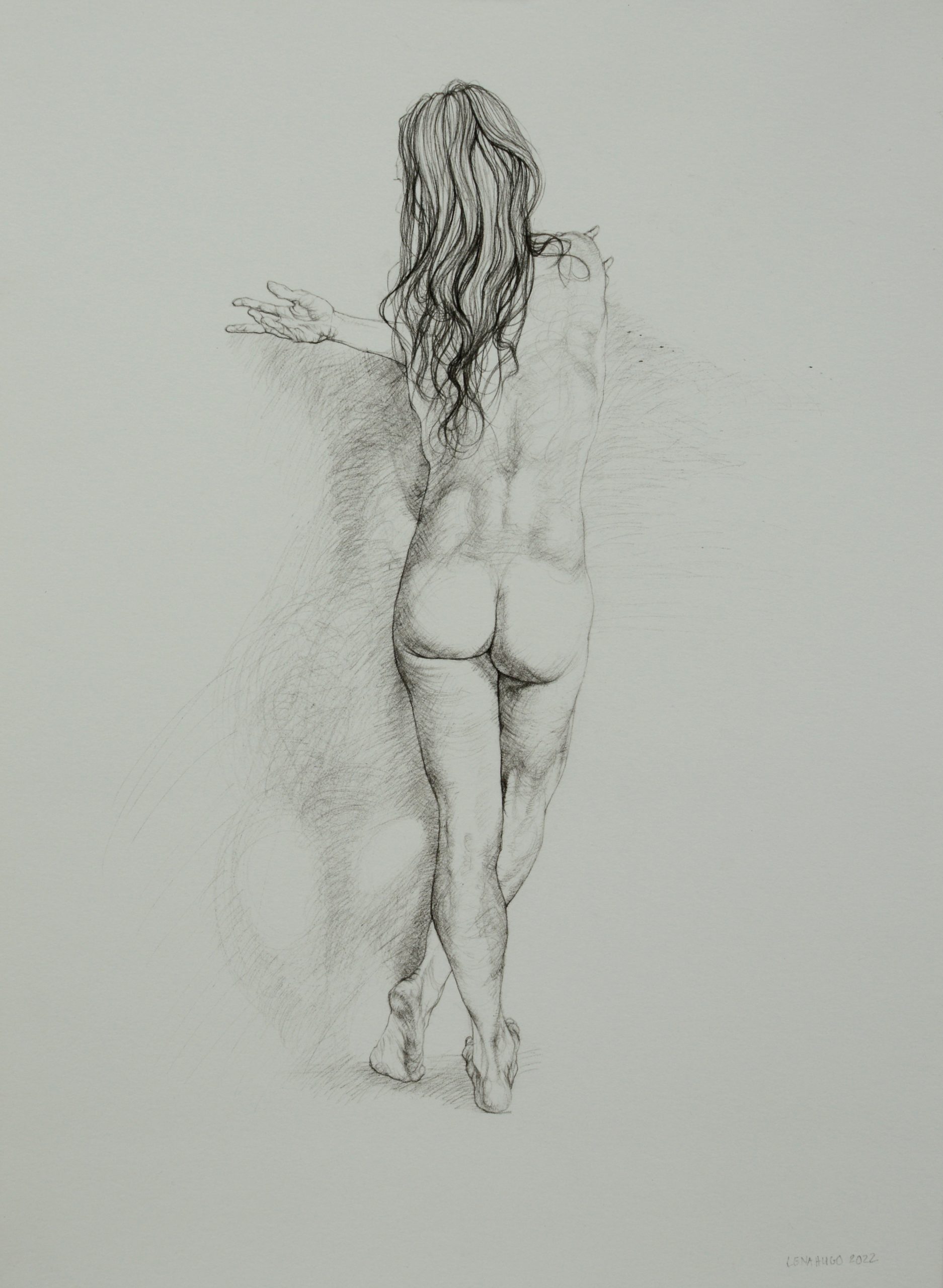 Pose as a Windswept Tree VII, 42cm x 30cm, woodless charcoal on paper