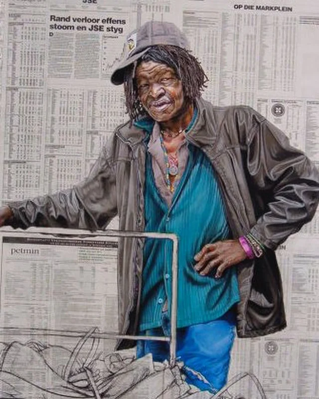 This was one of the first artworks I made directly on newspaper as surface, around 2003 to 2006. 

Newspaper has an instant effect of placing the subject within a political, social and historical context, which can have informative value to the viewer when looking at the artwork even years after completion.

I used to hang out a lot with informal recyclers during those years. The second photograph was taken by my friend @christoharveyinsta  Look how young! Now if there were a newspaper background behind me...

#pastelart #pastelportrait #migrantworker #recycler #chalkpastel #hardpastel #softpastel #newsprint #pastelonnewspaper #chalkpastel #informalrecyclers #migrante
